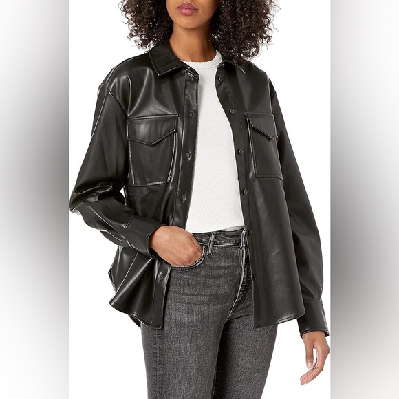 The Drop Jackets & Blazers - Black Faux Leather Jacket